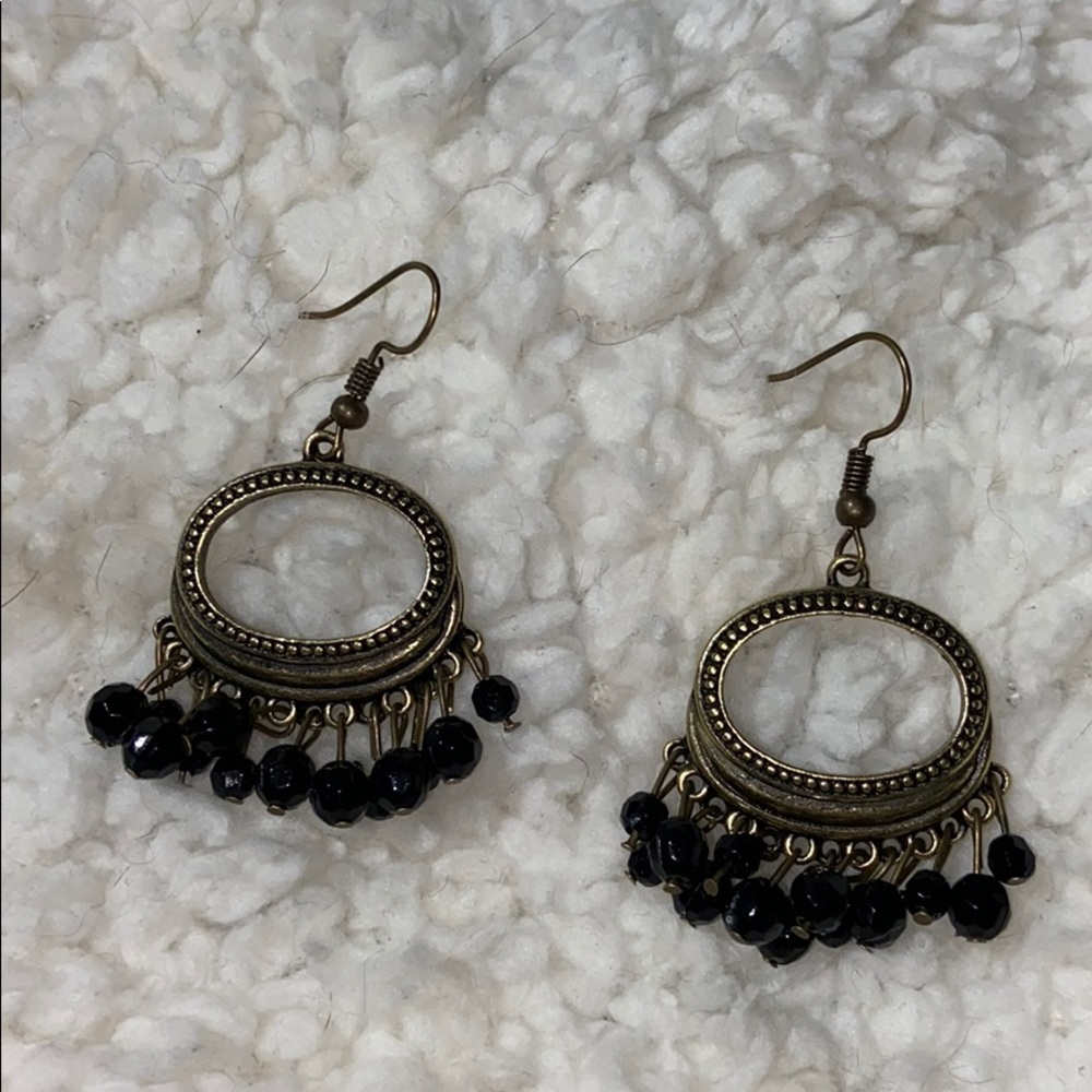Black bead earrings